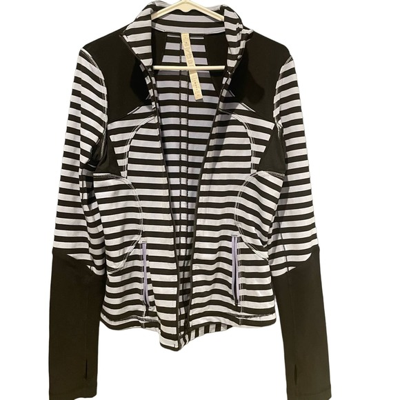 Lululemon Womens Forme Jacket Size 8 Black Lilac Striped Sea Stripe Polar Haze - Picture 2 of 10